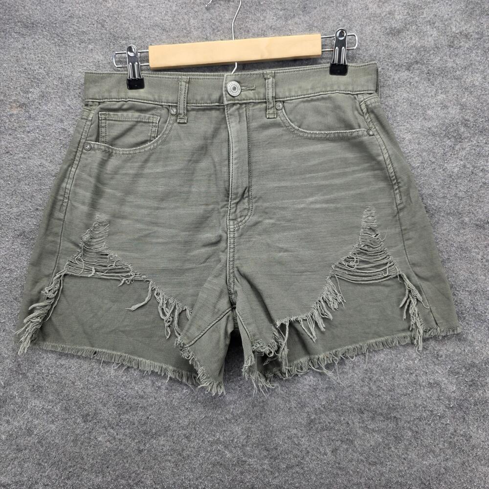 American Eagle Shorts Womens 6 Green Highest Rise Mom Short Distressed Raw Hem